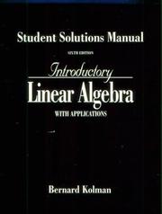 Cover of: Introductory Linear Algebra With Applications: Students Solutions Manual