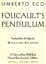 Cover of: Foucault's pendulum