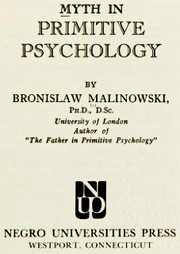 Cover of: Myth in primitive psychology