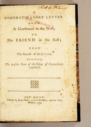 A congratulatory letter from a gentleman in the West, to his friend in the East by Noah Hobart