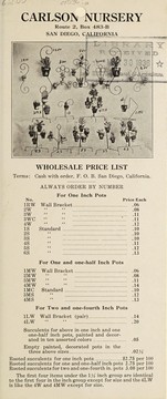 Wholesale price list by Carlson Nursery