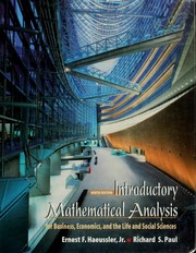 Cover of: Introductory mathematical analysis for business, economics, and the life and social sciences