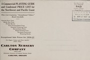 Cover of: A commercial planting guide and condensed price list for the Northwest and the Pacific Coast: exceptional sale prices for 1936-37