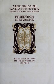 Cover of: Also sprach Zarathustra by Friedrich Nietzsche