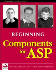 Cover of: Beginning components for ASP