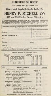 Cover of: Flower and vegetable seeds, bulbs, etc: order sheet November and December 1936