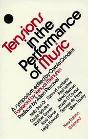Cover of: Tensions in the Performance of Music: A Symposium