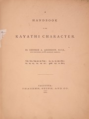 Cover of: A handbook to the Kayathi character