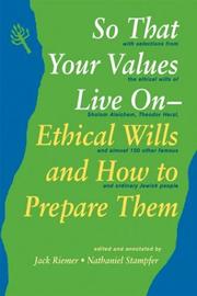 Cover of: So That Your Values Live on: Ethical Wills and How to Prepare Them