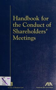 Cover of: Handbook for the conduct of shareholders' meetings.