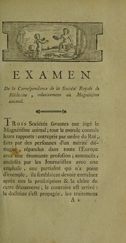 Examen du compte rendu par M. Thouret, sous le titre de correspondance de la Société royale de médecine, relativement au magnétisme animal by Jean-Baptiste Bonnefoy