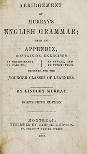 Cover of: Abridgement of Murray's English Grammar by Lindley Murray