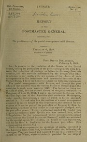 Cover of: Report of the Postmaster General communicating the particulars of the postal arrangement with Bremen
