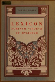Cover of: Lexicon nominum virorum et mulierum by Egger, Carl.