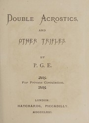 Cover of: Double acrostics, and other trifles.
