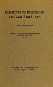 Cover of: Elements of poetry in the Mahābhārata. by Ram Karan Sharma