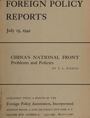 Cover of: China's national front: problems and policies
