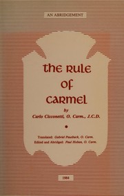 Cover of: The Rule of Carmel