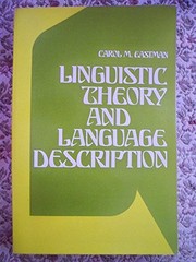 Cover of: Linguistic theory and language description