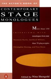 Cover of: The Actor's book of contemporary stage monologues by edited by Nina Shengold.