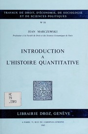 Cover of: Introduction à l'histoire quantitative