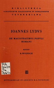 Cover of: De magistratibus populi romani libri tres