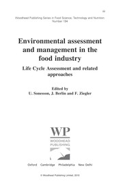 Cover of: Environmental assessment and management in the food industry: life cycle assessment and related approaches