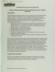 Cover of: Report of the Massachusetts Early Education and Care Council by Massachusetts. Council on Early Education and Care