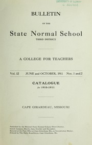 Cover of: Annual catalogue of the State Normal School second district of Missouri for the scholastic year ... by Southeast Missouri State College