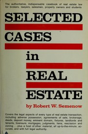 Cover of: Selected cases in real estate