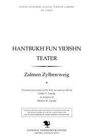 Cover of: Hanṭbukh fun Yidishn ṭeaṭer: a shṭudir-bukh