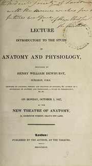 Cover of: A lecture introductory to the study of anatomy and physiology