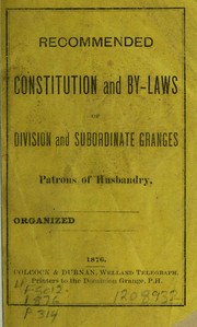 Cover of: Recommended constitution and by-laws of division and subordinate granges by Patrons of Husbandry. Dominion Grange