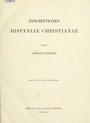 Cover of: Inscriptiones Hispaniae christianae