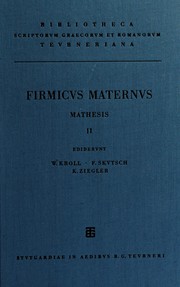 Cover of: Matheseos libri VIII. by Julius Firmicus Maternus
