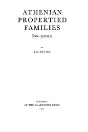 Athenian propertied families, 600-300 B.C by John Kenyon Davies