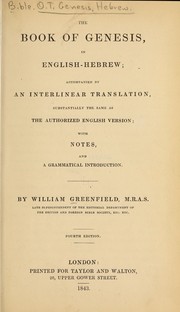 Cover of: The book of Genesis in English-Hebrew by Greenfield, William