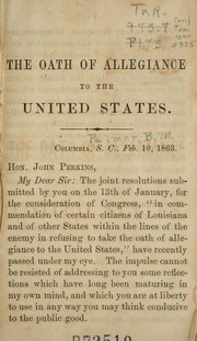 Cover of: The oath of allegiance to the United States