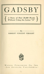 Cover of: Gadsby by By Ernest Vincent Wright