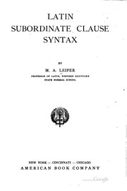 Cover of: Latin subordinate clause syntax