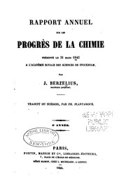 Cover of: Rapport annuel sur les progrès de la chimie by Jöns Jacob Berzelius