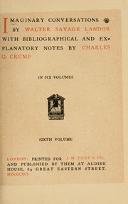Cover of: Imaginary Conversations: By Walter Savage Landor With Bibliographical and Explanatory Notes by Charles G. Crump