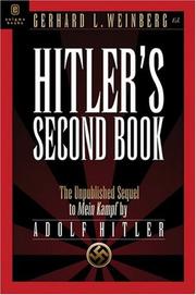 Cover of: Hitler's Second Book: The Unpublished Sequel to Mein Kampf by Adolf Hilter