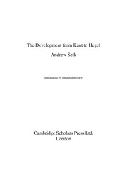 Cover of: The Development from Kant to Hegel