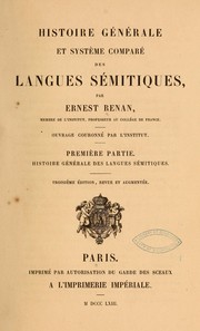 Cover of: Histoire générale et système comparé des langues sémitiques by Ernest Renan