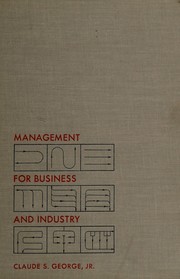 Cover of: Management for business and industry