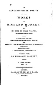 Cover of: The Ecclesiastical Polity and Other Works of Richard Hooker