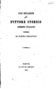 Cover of: Sull'educazione del pittore storico odierno itlaiano