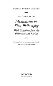 Cover of: Meditations on first philosophy by René Descartes