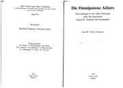 Cover of: Die Omnipotenz Assurs: Entwicklungen in der Assur-Theologie unter den Sargoniden Sargon II., Sanherib und Asarhaddon